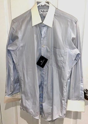 Camisa de vestir vintage Burberrys Burberry London cuello blanco 14 1/2 - 32 azul nueva con etiquetas Foto 1 de 4