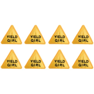 Yellow YIELD GIRL Sign Embroidered Iron-On Patch - Set of 8 - Picture 1 of 2