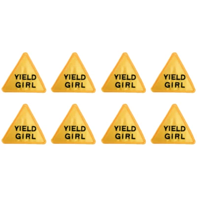 Yellow YIELD GIRL Sign Embroidered Iron-On Patch - Set of 8 - Image 1 of 2
