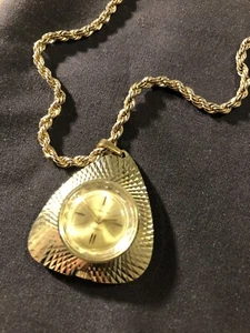 Vintage Swiss Lucreno Pendant Watch Wind Up Running & Erwin Brass Pearl Necklace - Picture 1 of 10
