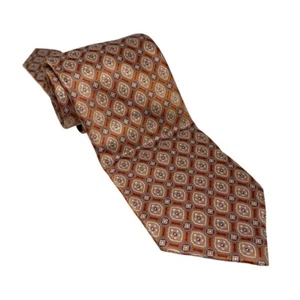 BRIONI Burnt Orange Medallion Floral Italian 100% Silk Neck Tie Copper - Picture 1 of 8