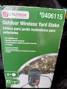 Utilitech Outdoor Wireless Lawn Stake 6 outlets 6 ft 14 Gauge Grounded Cord NIB - Picture 1 of 4