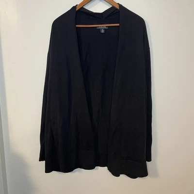 Lands' End Women's Open Front Cardigan Size 1X 16-18 Black 100% Cotton - Image 1 of 4