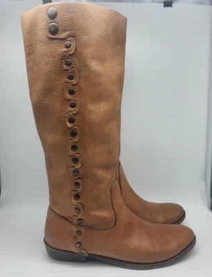 Nine West Vintage America Fiddle Boots Womens US 7 Brown Leather Studded Boho - Image 1 of 4
