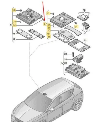 SEAT ATECA KH7 Innenraum-Dachhimmel-Leseleuchte 5F0947105ASWRC NEU ORIGINAL - Image 1 of 2