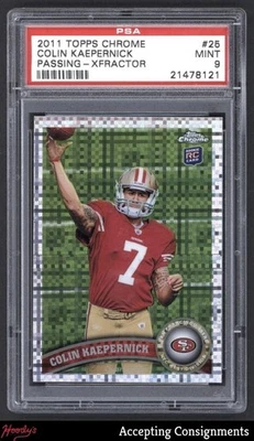 2011 Topps Chrome Xfractors #25 Colin Kaepernick RC Rookie PSA 9 MINT 49ERS - Image 1 of 2