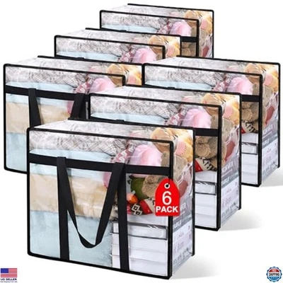 6-Pack Clear Vinyl Storage Bags - 40L Organizers for Comforters, Clothing & Toys - Image 1 of 4