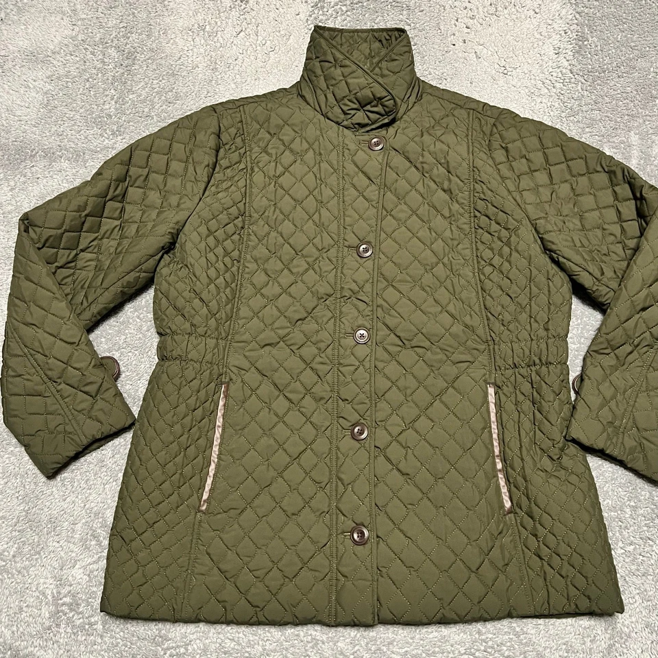 Lands End Jacket Womens XL Petite 18 Primaloft Quilted Puffer Coat Green - Image 1 of 4