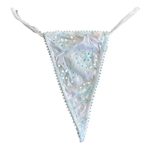 Selten Victoria's Secret VINTAGE Y2K Spitze Baumwolle V-String Tanga Höschen verstellbar - Bild 1 von 9