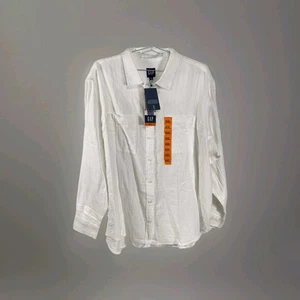 GAP Shirt Womens XXL White Long Sleeve Button Down Gauze Cotton Casual Collared - Picture 1 of 14