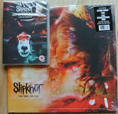 SLIPKNOT The End So Far 2-LP Yellow Vinyl Misprint Gate + Day Of The Gusano DVD - Image 1 of 4