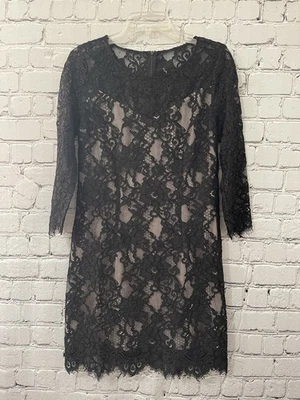 BB Dakota Dress Women’s Size 8 Black Lace Ivory Slip NWT - Image 1 of 4