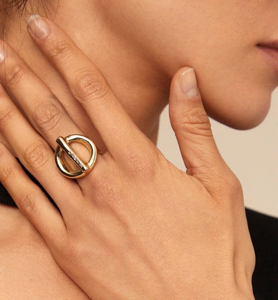 Anillo Uno De 50 Talla 8.5 Chapado en Oro 18k ENCENDIDO/APAGADO Grueso Hecho en España ~Auténtico~ Foto 1 de 4