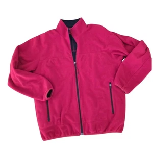 Lands End Herren Fleecejacke Full Zip Rot Blau L Warm Outdoor Freizeit - Bild 1 von 6