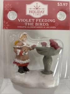 Tiempo de vacaciones ~ 2023 ~ Violeta alimentando a los pájaros ~ Niña ~ Pájaro ~ Figuras de pueblo de Navidad - Imagen 1 de 4