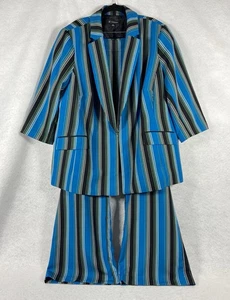 INC International Concept Hosenanzug Damen 3X blau Blazer Knöpfe gestreift - Bild 1 von 16