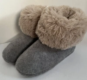 Lemon NWT Womens Slipper Socks Boiled Wool / Fur Grey Plush Soft Small 6 - Picture 1 of 10