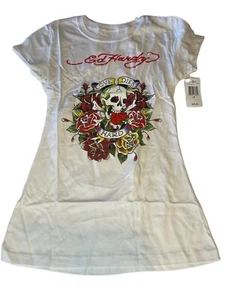 NWT Ed Hardy Love Dies Hard Shirt-White-XLarge - Picture 1 of 1