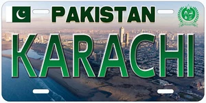 Placa de licencia de coche novedoso Karachi Pakisztan - Imagen 1 de 3