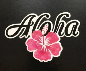 Pegatina Aloha - Hawaii Hibiscus Maui Surf Islands Tropical Kauai Oahu Playa Kona - Imagen 1 de 1
