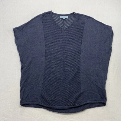 Top Joan Bass cuello en V para mujer medio azul oscuro tejido sin mangas Foto 1 de 4