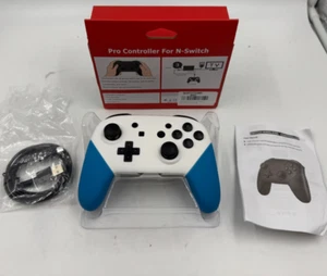 Controller for Nintendo Switch Pro White blue NEW UK - Afbeelding 1 van 9
