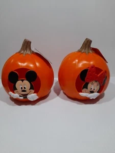 Disney Halloween Light Up Mickey & Minnie Mouse Pumpkins 2023 Design NEW/Tags - Picture 1 of 4