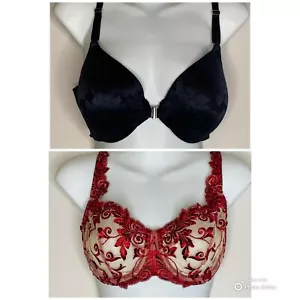 SOMA Vanishing Back Full Coverage & Sensuous Lace BH 34D Black Red Bling - Bild 1 von 12