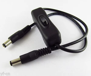 Cable de extensión de alimentación de CC macho a macho de 50 cm 2,1 x 5,5 mm 2,1 mm macho a macho con interruptor de encendido/apagado 5 piezas - Imagen 1 de 6