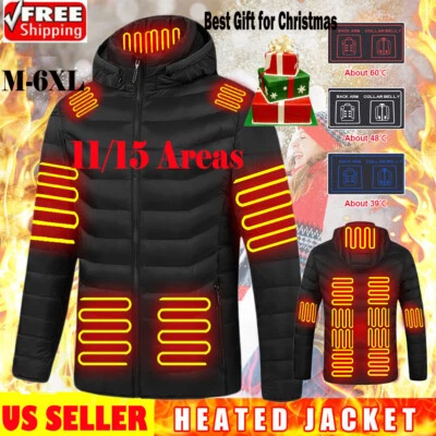 11/15 Zone Heating Jacket Unisex Electric Heating Jacket Thermal Hoodied Coat US - Image 1 of 4