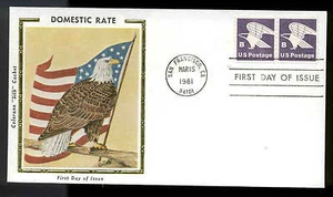 US FDC #1820 Pair of "B" Domestic Rate Colorano "Silk" Cachet San Francisco, CA - Picture 1 of 1