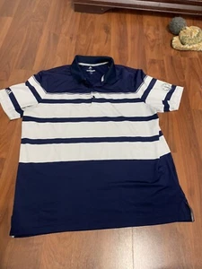 Adidas Golf XL Blue/White Striped Polo Shirt Navy Golf Course Seal Beach Edition - Picture 1 of 4