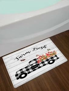 Buffalo Plaid Truck Farm Tulip Butterfly Door Bath Mat Kitchen Floor Rugs Carpet - Picture 1 of 8