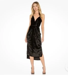 BCBGeneration Black Velvet MIDI Dress Size Small - Picture 1 of 5