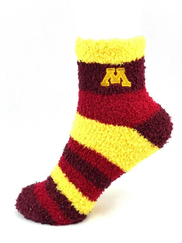 Minnesota Golden Gophers College Maroon & Gold Rainbow Stripe Fuzzy Socks Cover