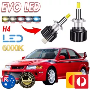 LED HEAD LIGHT For Mitsubishi Lancer Evolution 6 Bulb CANBUS H4 LOW HIGH - Picture 1 of 12