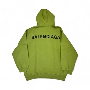 Authentic Balenciaga Sweatshirt Back Logo Print Army Green Hoodie size M - Picture 1 of 16