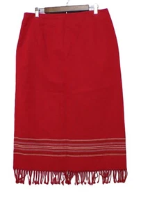 MICHELE SIZE 16 Women's Pencil Skirt RED Fringe Bottom Vintage - Picture 1 of 7