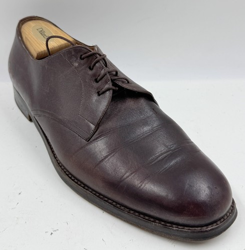 Scarpe Coach Uomo Tg 11 Pelle Marrone Punta Tonda Comode Oxford Scarpe