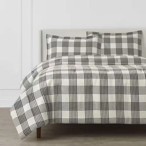 COMFORTER SETS 3-Piece w/Shams Black and White Plaid Full/Queen/King  - Picture 1 of 14