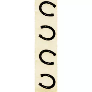 1-1/2" Wired Equid - Lucky Horseshoe Cream Ribbon - Picture 1 of 1