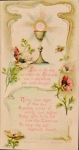 Souvenir Prima Santa Messa Rev William E Dunn 1906 Vintage Holy Card Kingston PA - Foto 1 di 2