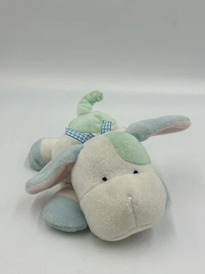 Soft Dreams Difícil de Encontrar Lovey Seguridad Peluche Pastel Cachorro Perro Azul Blanco Rosa Arco a Cuadros Foto 1 de 4