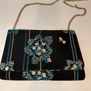 Vintage Lily Hong Kong Velvet Embroidered Chain Handbag - Picture 1 of 8