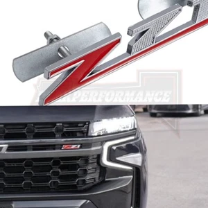 Red Metal Z71 Front Grille Emblem For Silverado Sierra Decal Grill Badge - Picture 1 of 5