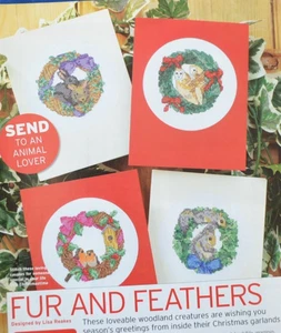 Cross Stitch Chart Only - Christmas Cards Fur & Feathers Cute Woodland Animals - Picture 1 of 1