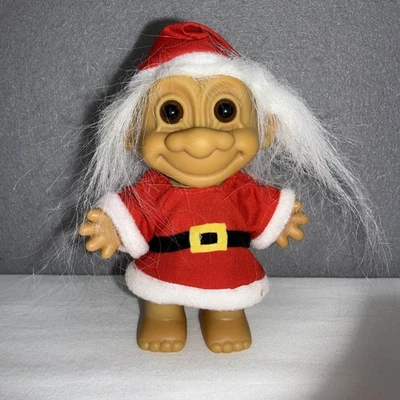 Muñeca Russ Troll, Santa, 5", pelo blanco, vintage, Russ 5", #18278 Foto 1 de 4