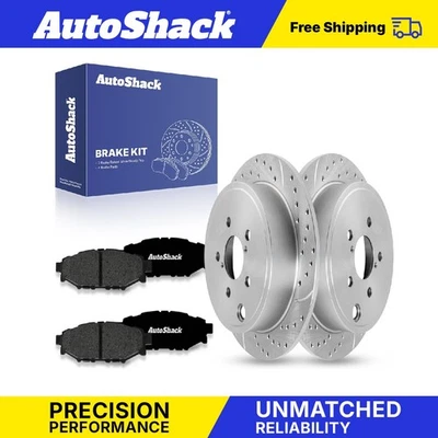 Rear Drilled Slotted Brake Rotors Premium Ceramic Pads for Subaru Outback Foto 1 de 4