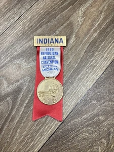 1980 Delegate Ribbon/Pendant Indiana Republican National Convention Otis Bowen - Picture 1 of 3