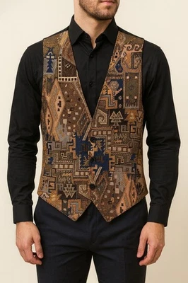 Chaleco tapiz vintage | Chaleco geométrico suroeste años 90 | Unisex M/L Foto 1 de 4